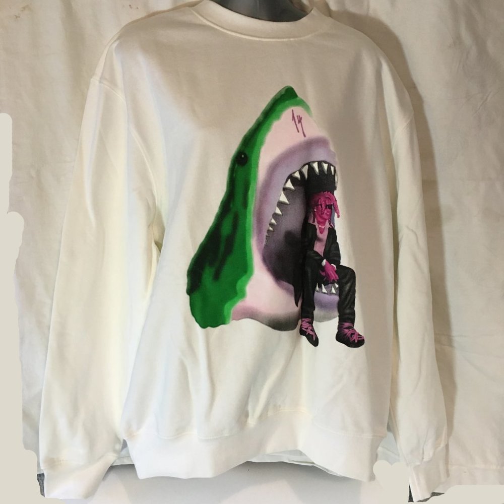 Trippie Redd Sweatshirt Neon Shark Mens Large Double Sided Official Rap Merch